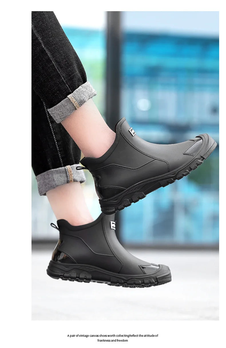 Men’s Waterproof Wear-Resistant Rubber Short Boots